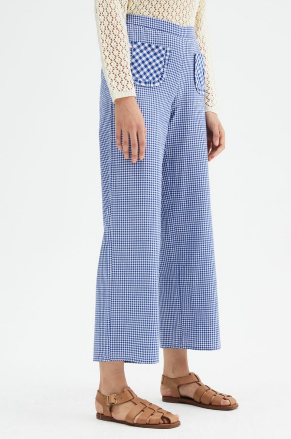 Blue Gingham Trousers Cheap