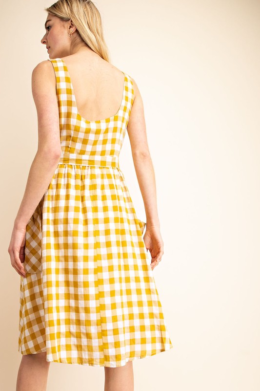 Yellow Plaid Dress Hot on Sale