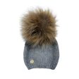 Honeycomb Grey Cashmere Beanie Hats - Natural Pom Cheap