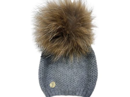 Honeycomb Grey Cashmere Beanie Hats - Natural Pom Cheap