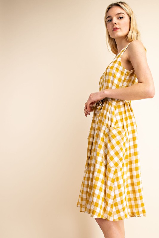 Yellow Plaid Dress Hot on Sale