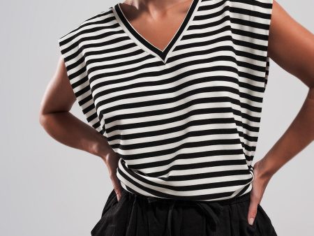 Structured Shoulder Stripe Top For Sale