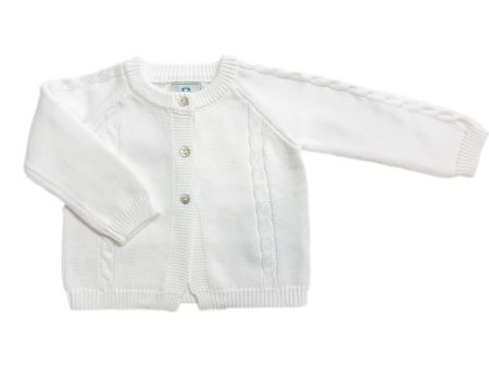 White Knit Cotton Cardigan For Sale