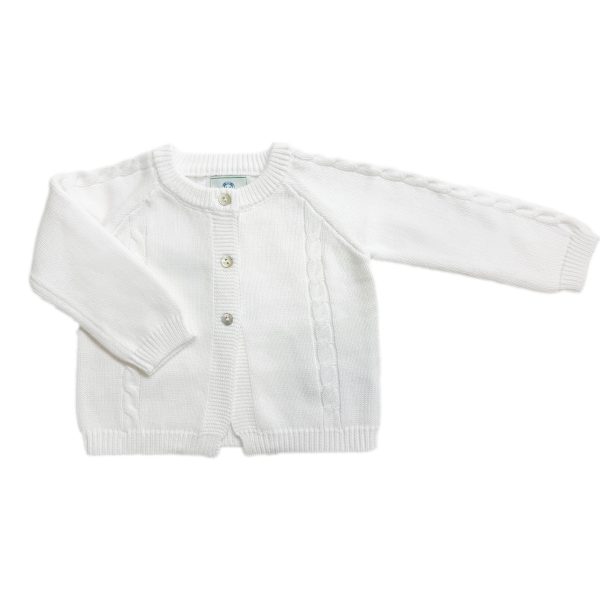 White Knit Cotton Cardigan For Sale