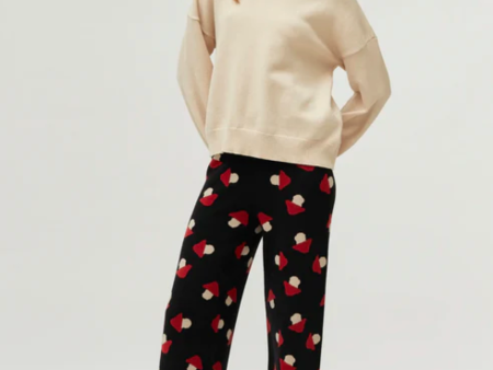 Mushroom print jacquard knit pants For Cheap