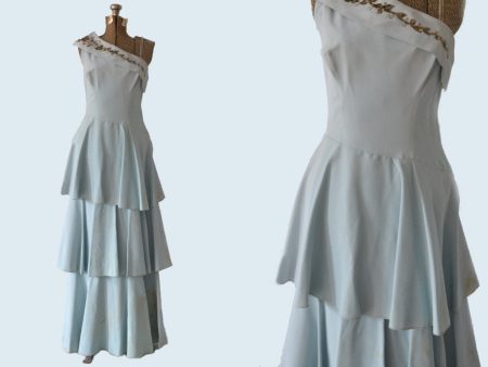 1950s Tiered Blue Party Dress Sale