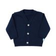 Navy Blue Cotton Knit Cardigan Hot on Sale