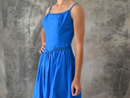 1960s Blue Satin Dress Cheap