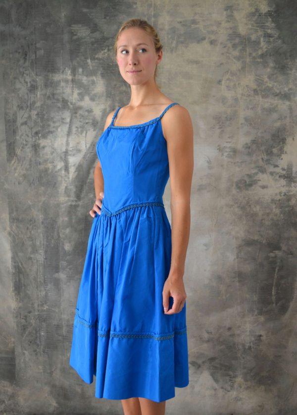 1960s Blue Satin Dress Cheap