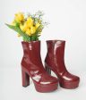 Dark Cherry Platform Boots For Cheap