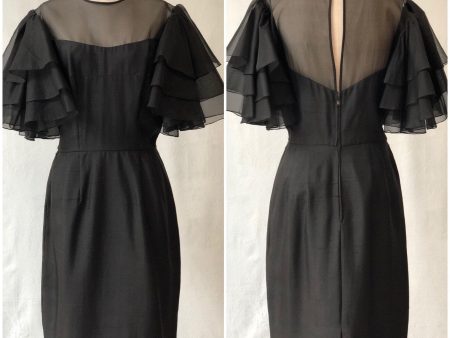 1960s Black Silk Cocktail Dress Hot on Sale