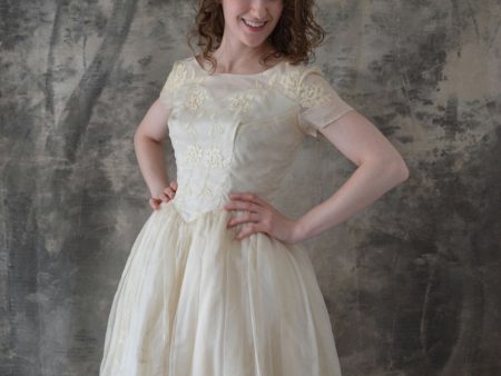 1960s Ivory Organza Wedding Gown Hot on Sale