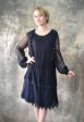 1920s Sheer Navy Silk Flapper Dress Sale