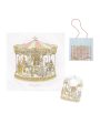 Atelier Choux Pink Carousel Swaddle And  Bib Gift Set Online Hot Sale