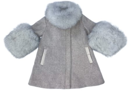 Karenina Grey Fur Wool Coat For Discount