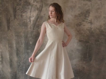 1950s White Satin Dress size XXS For Discount