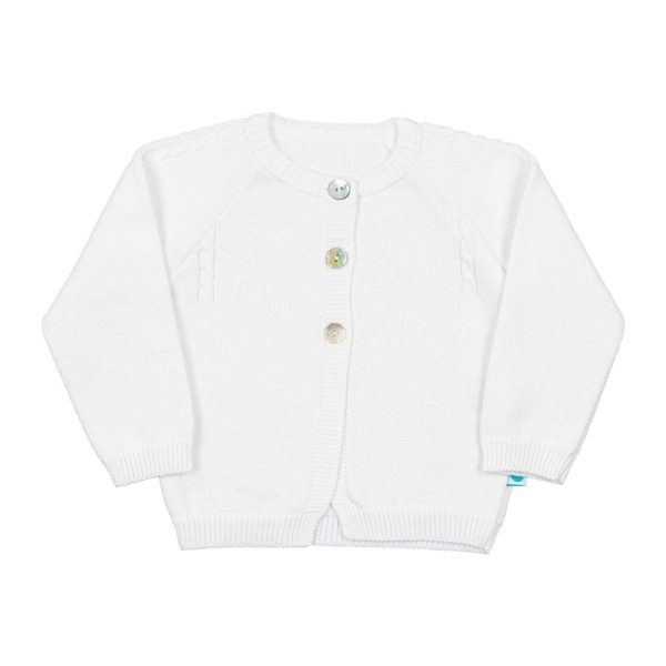 White Cotton Knit Cardigan For Discount