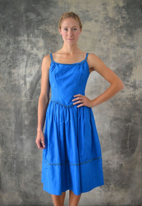 1960s Blue Satin Dress Cheap