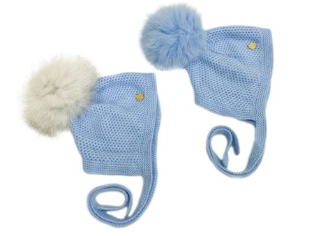 Honeycomb Blue Cashmere Bonnet For Cheap