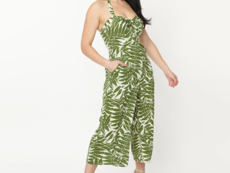 Tropical Print Halter Jumpsuit on Sale