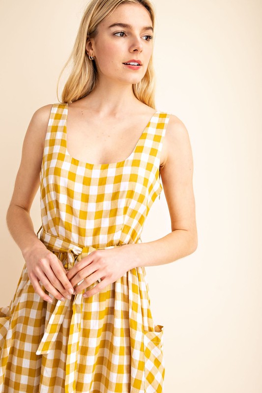 Yellow Plaid Dress Hot on Sale