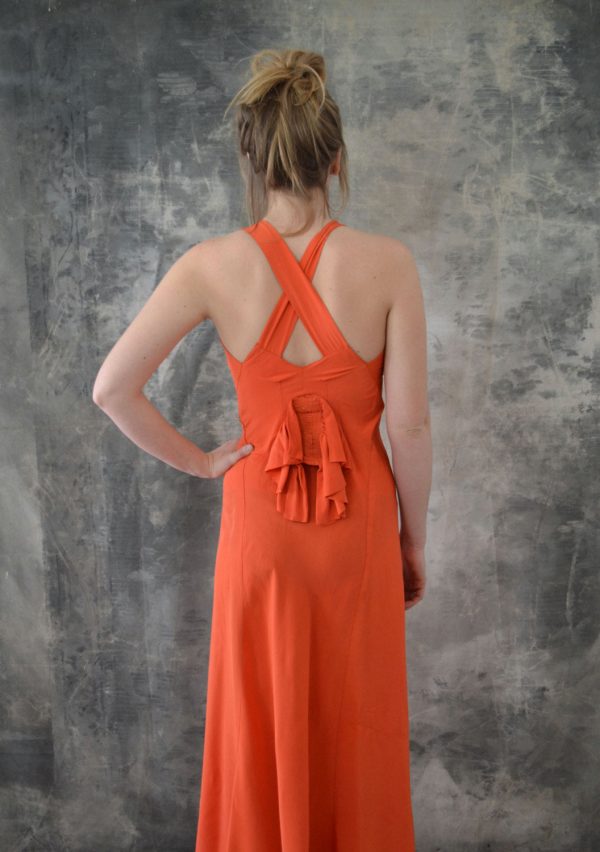 1920s Tangerine Silk Evening Dress Discount