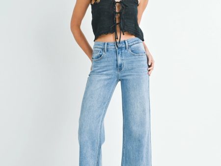 Wide Leg Blue Jeans Hot on Sale