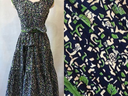 1940 s Cotton Print Halter Dress, hand made, size M L Online