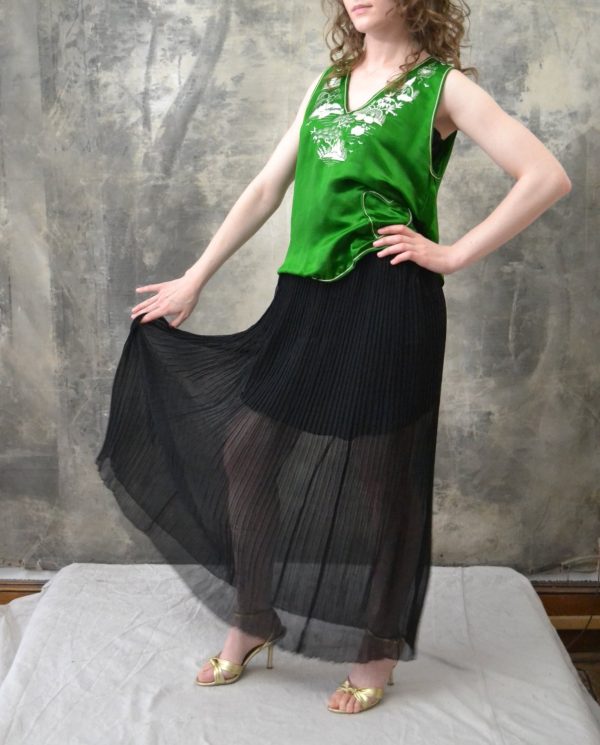 1920s Black Sheer Long Skirt Fashion