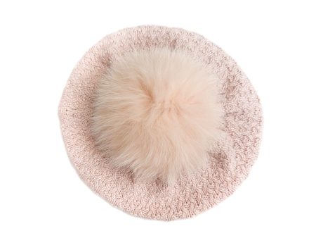 Julie Pink Knit Cotton Beret Online