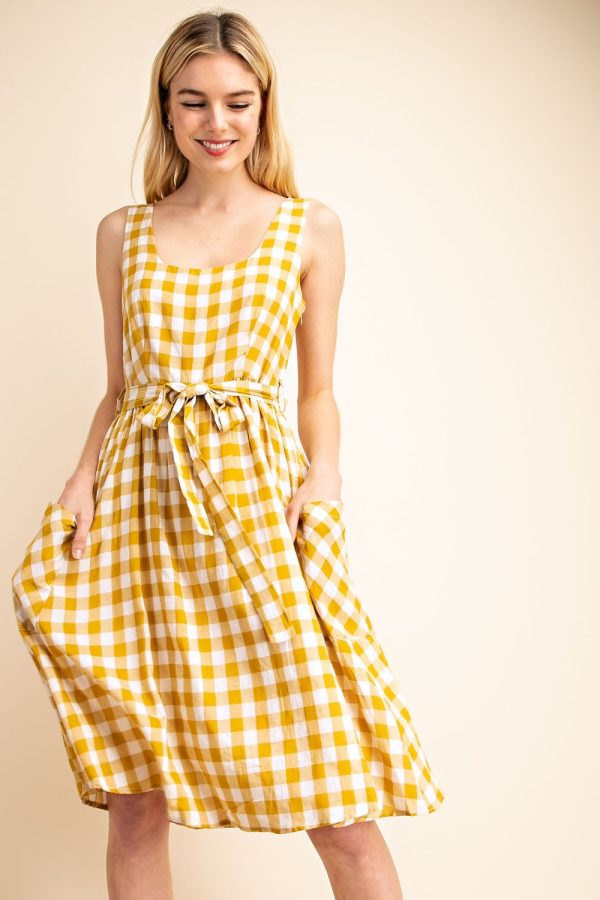 Yellow Plaid Dress Hot on Sale