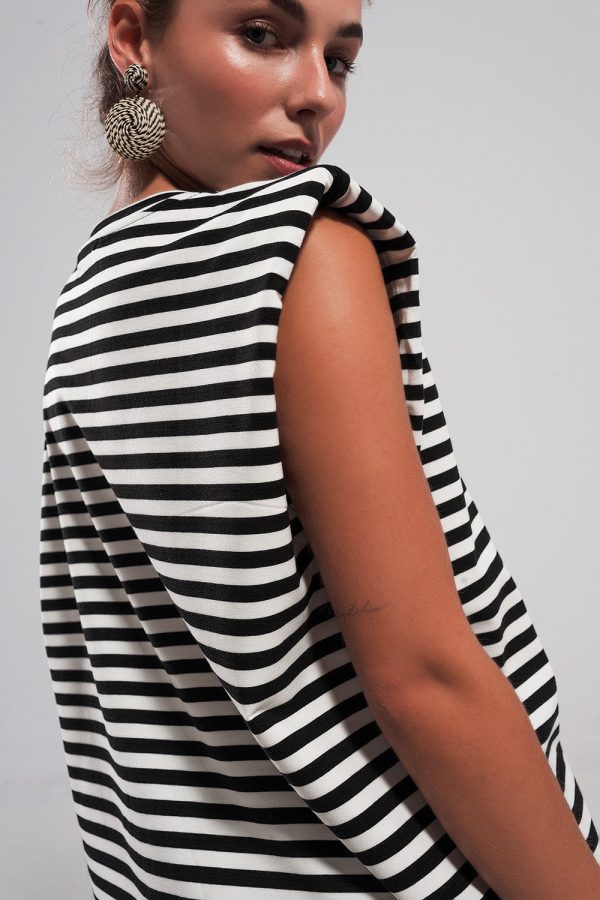 Structured Shoulder Stripe Top For Sale