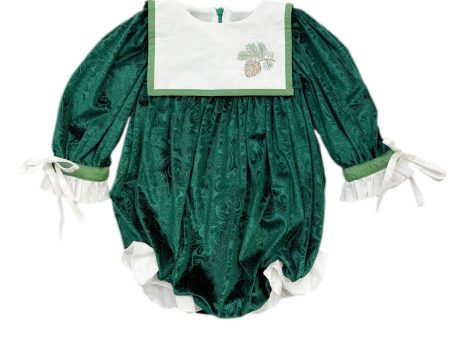 Everly Damask Velour Green Romper Hot on Sale