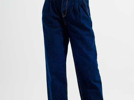 Pleat Front Relaxed Jeans Discount