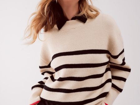 Black & Red Striped Sweater Cheap