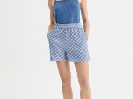 Blue Check Terry Cloth Shorts Online