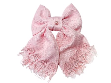 Molly Pink Lace Hair Bow Online now