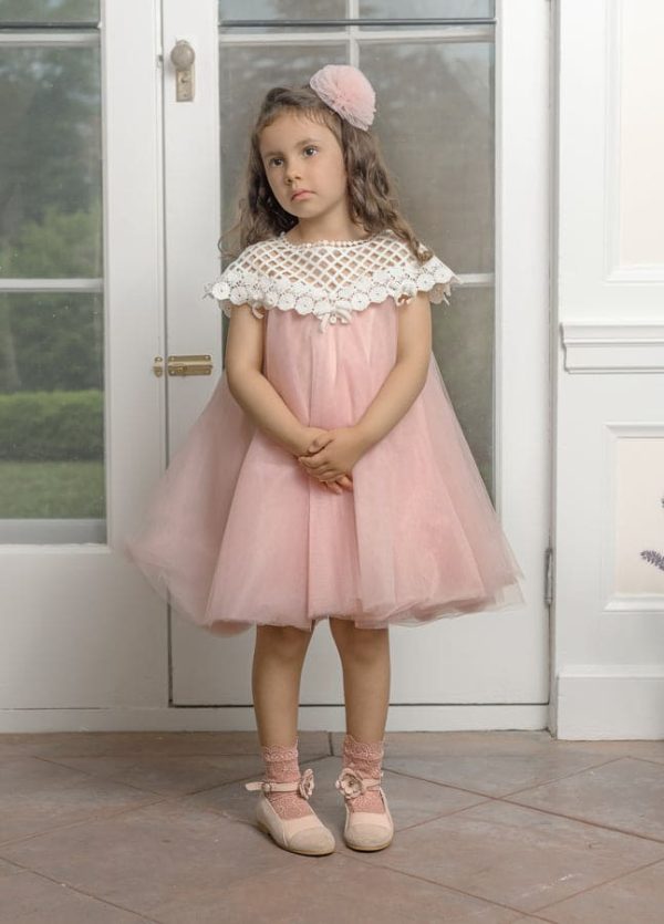 Rosa Pink Tulle Flower Dress Hot on Sale