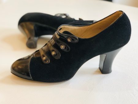 1920s flapper women’s suede and patent leather shoes sz5 on Sale