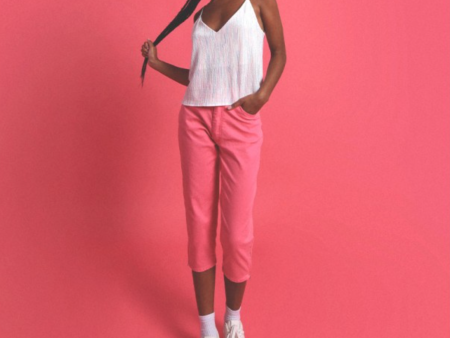 Slim Cropped Coral Pants Hot on Sale