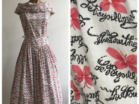 1950s Cotton Butterfly Print Dress, size Medium Cheap