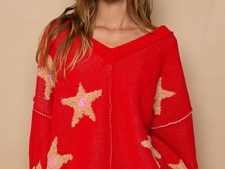 POL Long Sleeve Star Patch Sweater on Sale