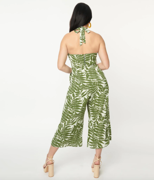 Tropical Print Halter Jumpsuit on Sale