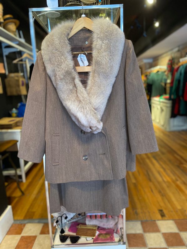 1950s Fur Collar Suit Cheap