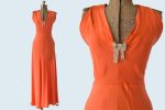 1920s Tangerine Silk Evening Dress Discount