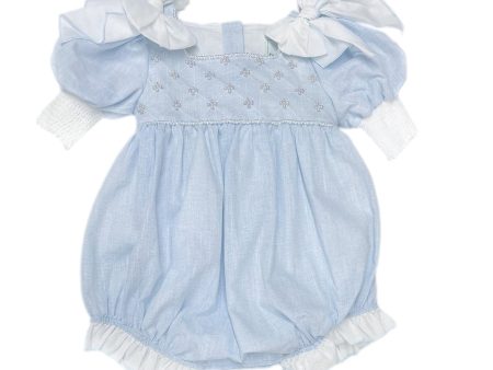 Charlotte Baby Blue Linen Romper For Discount