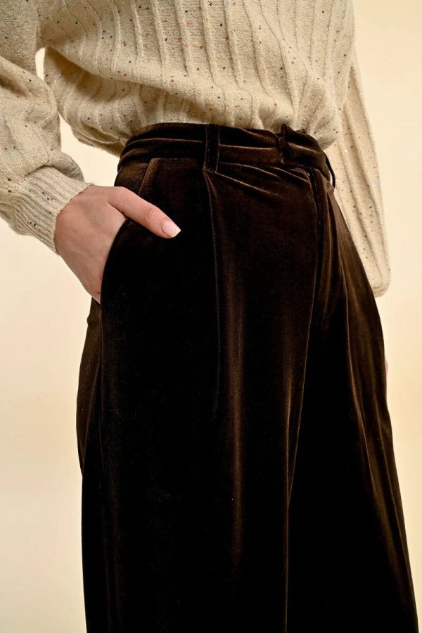 Chocolate Brown Velvet Pants For Discount