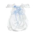 Daphne White Satin Romper with Blue Embroidery Discount