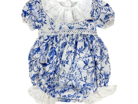 Jaylin Blue and White Linen Romper Cheap