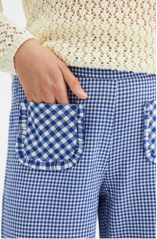 Blue Gingham Trousers Cheap